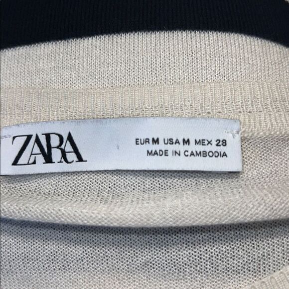 ZARA Ivory Black Striped Lightweight Pullover Sweater-M - Picture 8 of 10